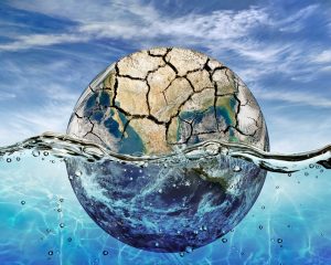 Dried up planet immersed in the waters of world ocean "Elements of this image furnished by NASA" all to illustrate the California Drought
